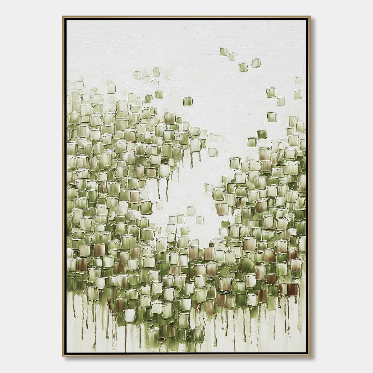 EMERALD CASCADE: Textured Abstract Green Oil Painting