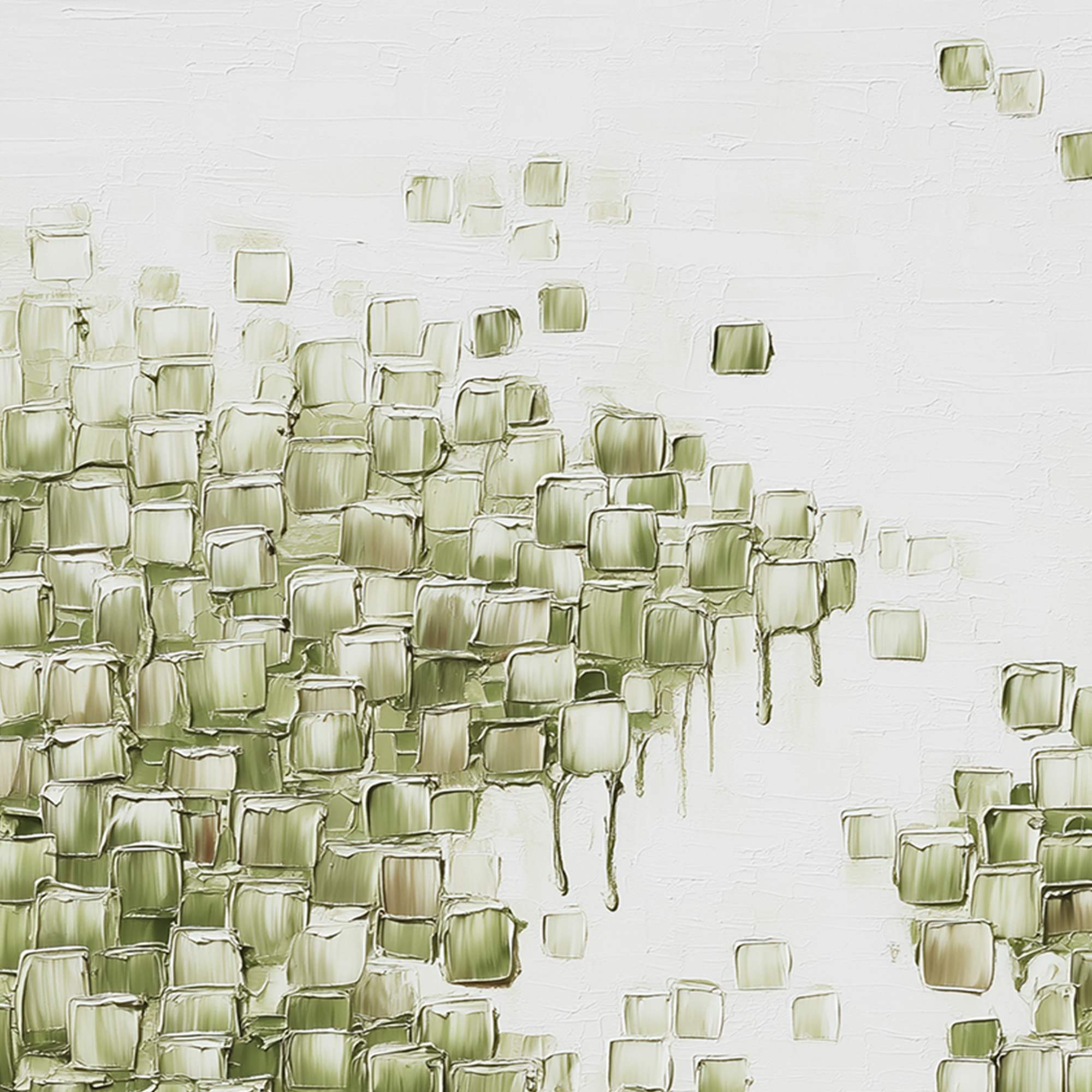 EMERALD CASCADE: Textured Abstract Green Oil Painting