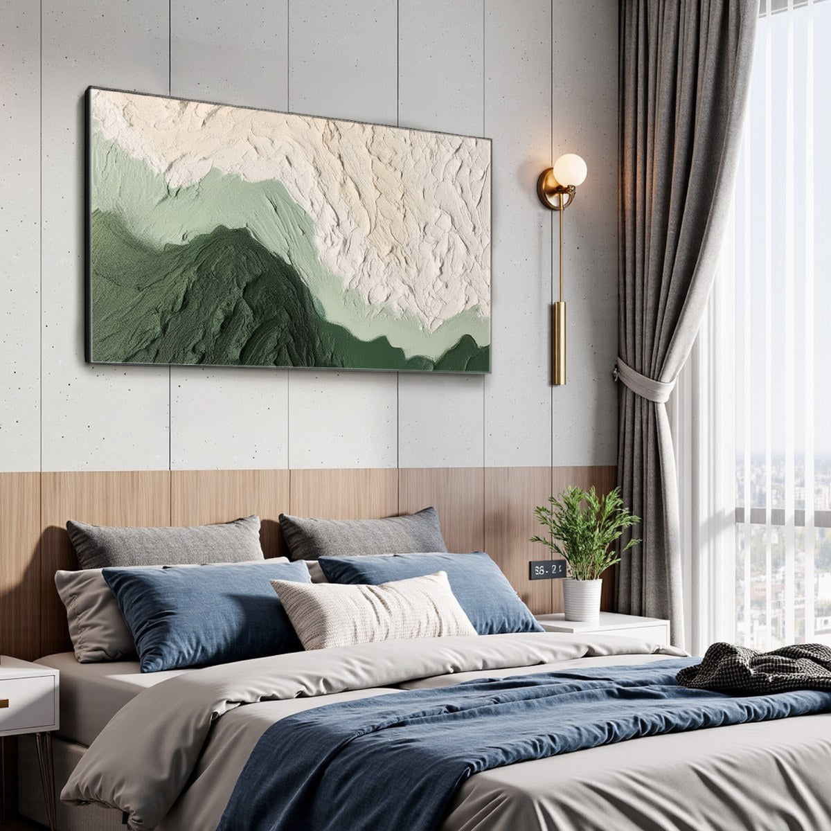 Emerald Dusk: Original Textured Abstract Landscape Oil Painting