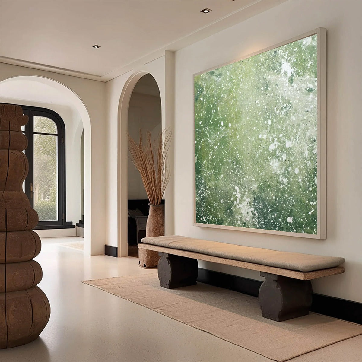 EMERALD DUST: Textured Abstract Green Oil Painting