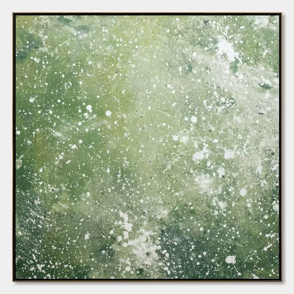 EMERALD DUST Textured Abstract Green Oil Painting