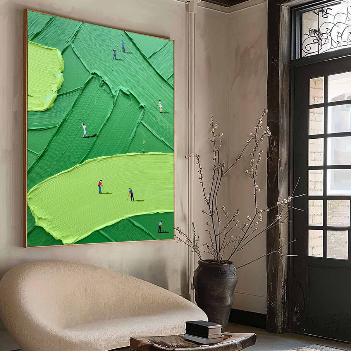 EMERALD FAIRWAY: Textured Impasto Golf Scene Painting