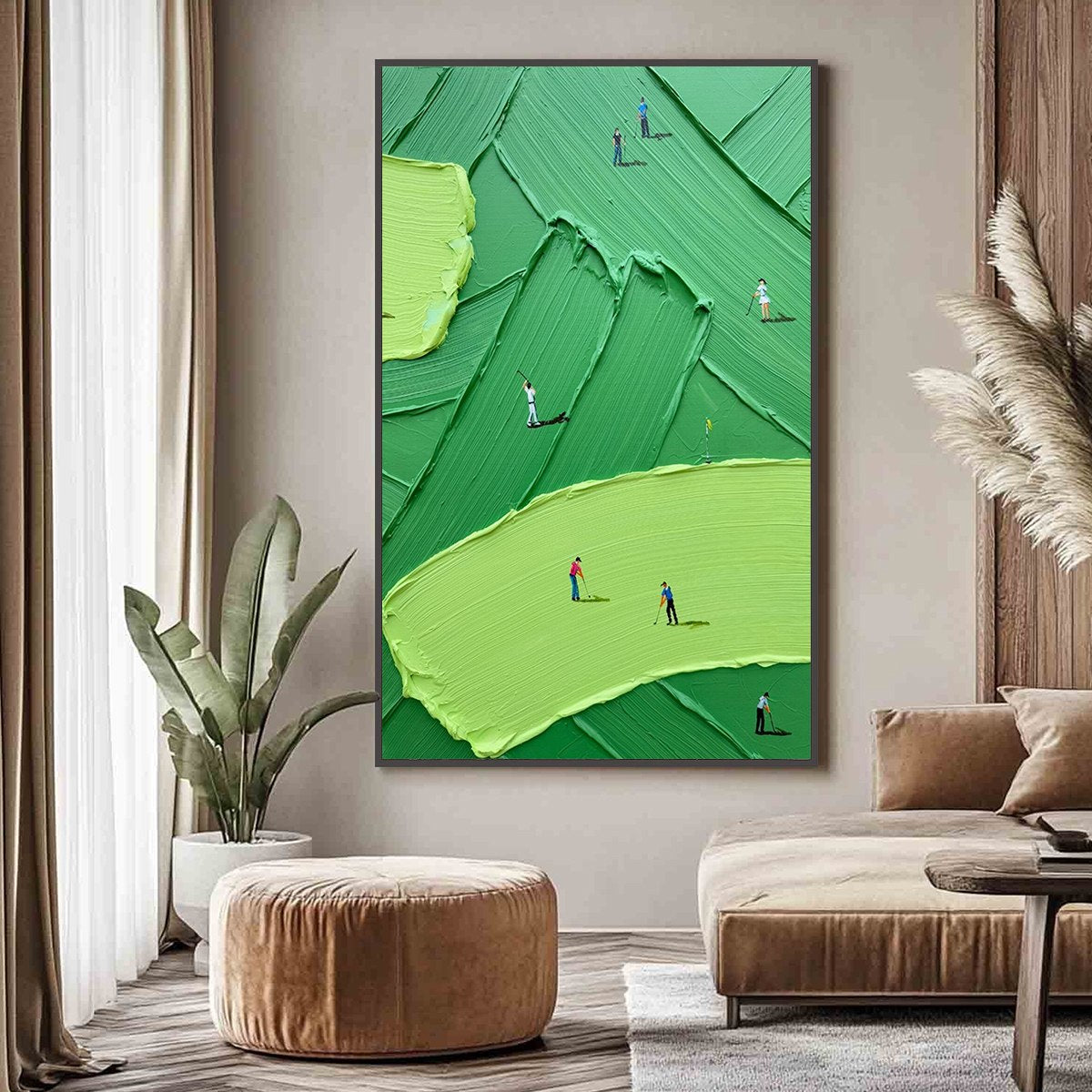 EMERALD FAIRWAY: Textured Impasto Golf Scene Painting