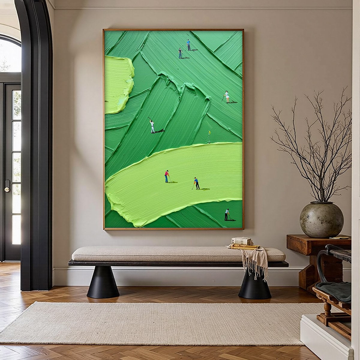 EMERALD FAIRWAY: Textured Impasto Golf Scene Painting