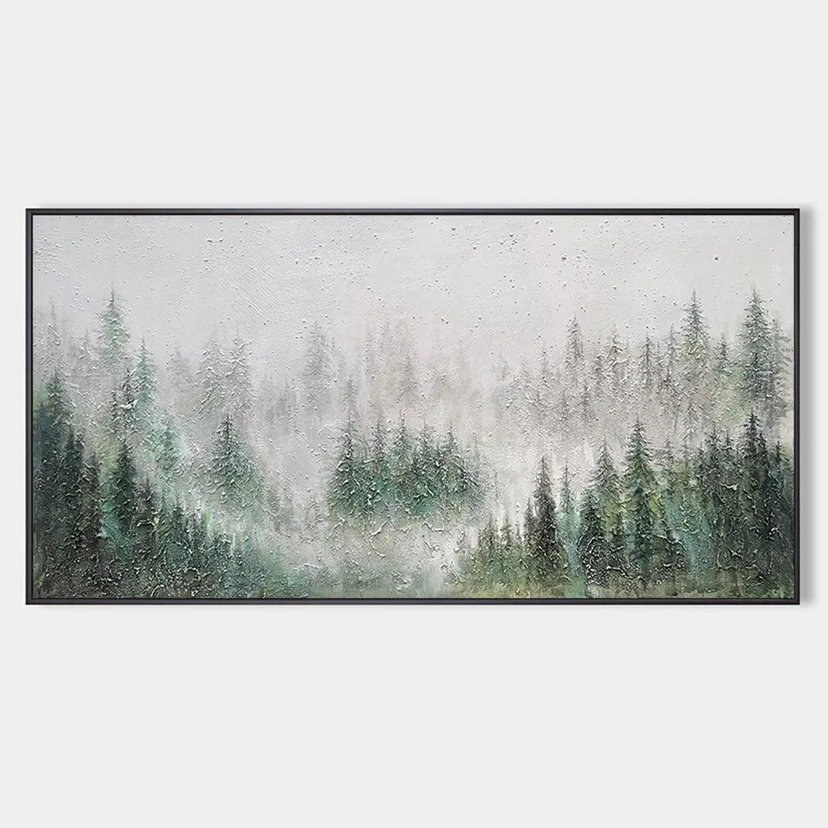 Panoramic Misty Forest Landscape Oil Painting