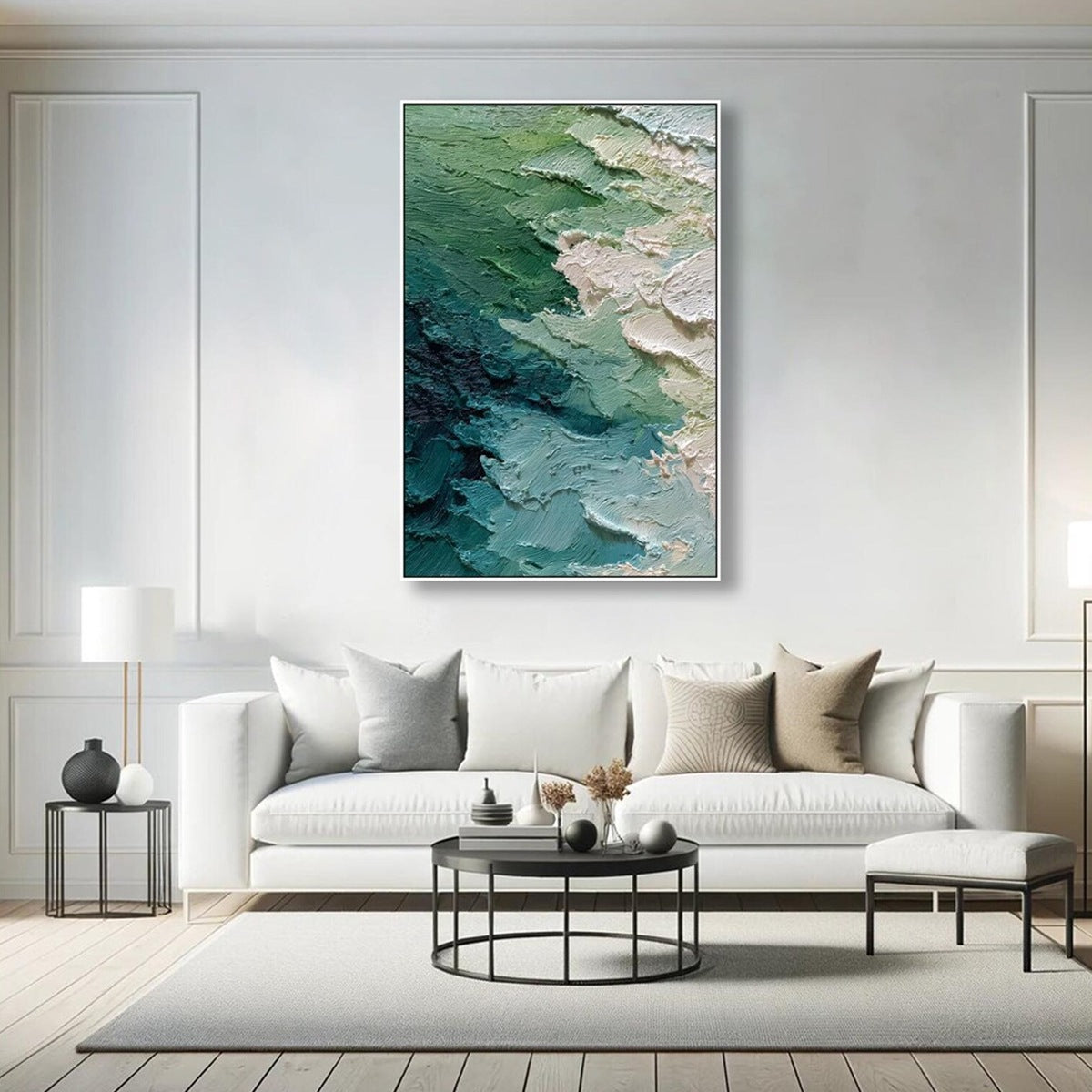 EMERALD TIDE: Textured Wabi Sabi Abstract Painting