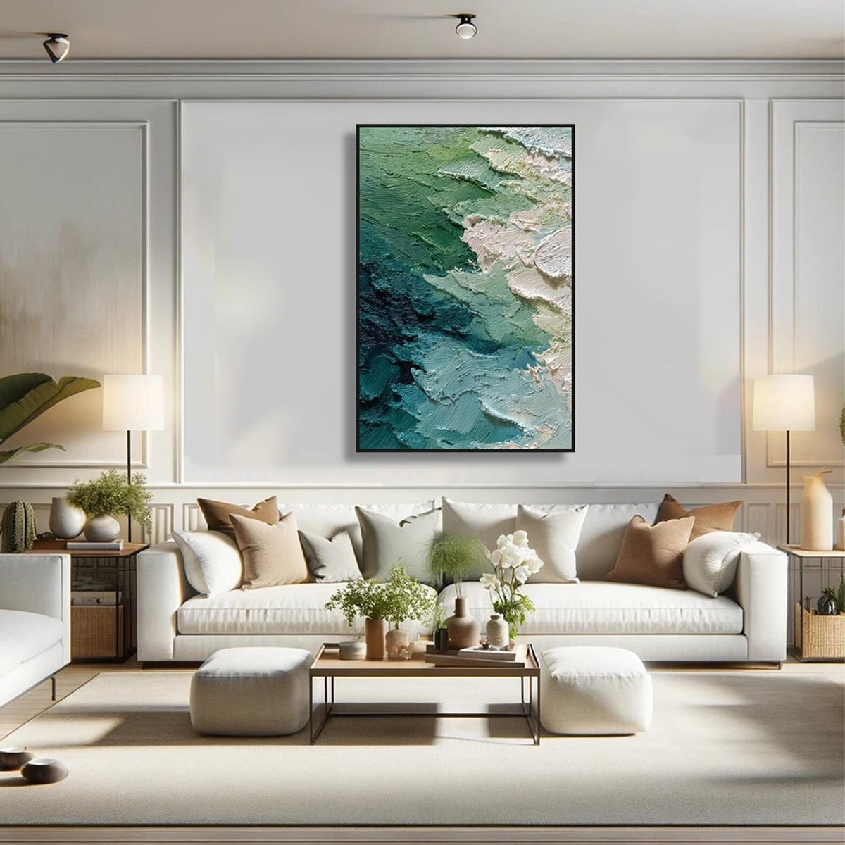 EMERALD TIDE: Textured Wabi Sabi Abstract Painting