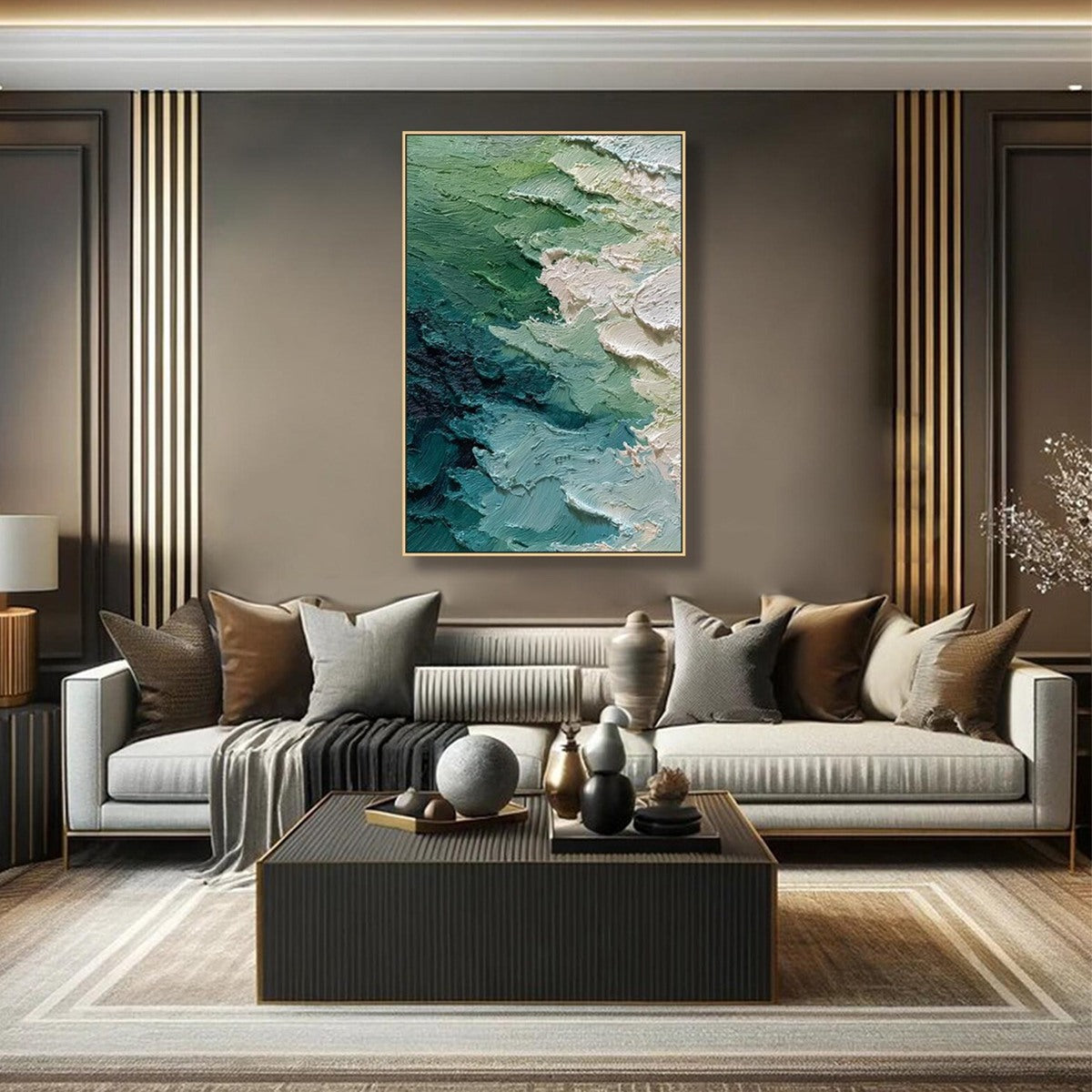 EMERALD TIDE: Textured Wabi Sabi Abstract Painting