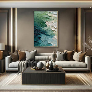EMERALD TIDE: Textured Wabi Sabi Abstract Painting