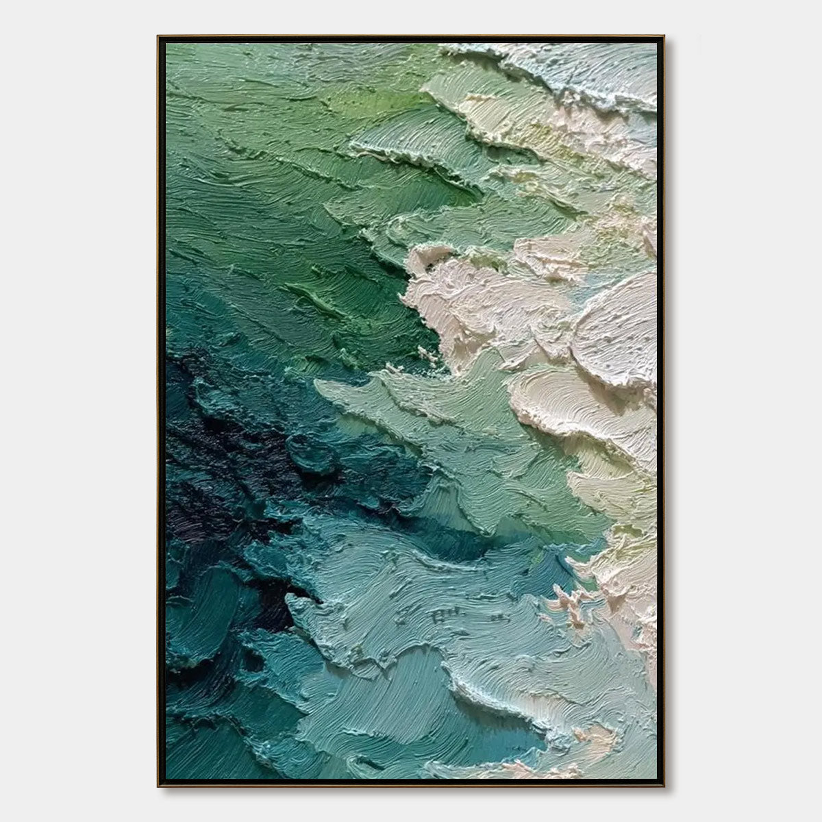 EMERALD TIDE: Textured Wabi Sabi Abstract Painting