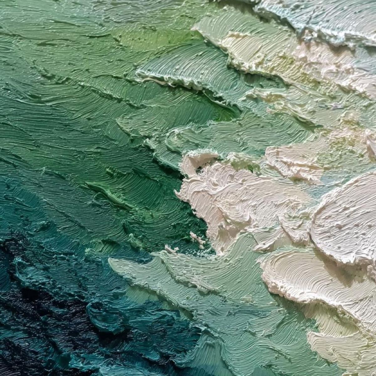 EMERALD TIDE: Textured Wabi Sabi Abstract Painting