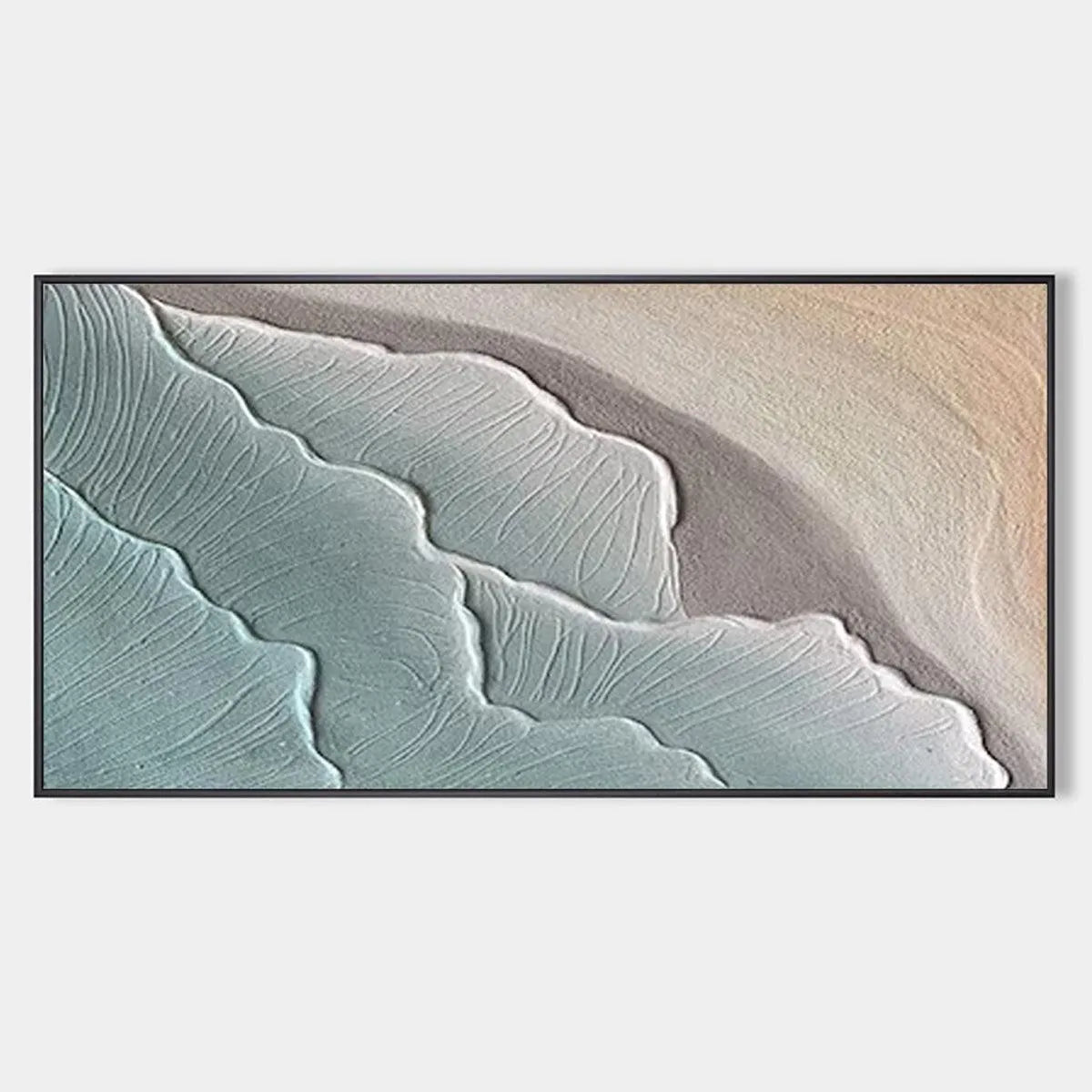 Textured Abstract Seascape Painting in Teal