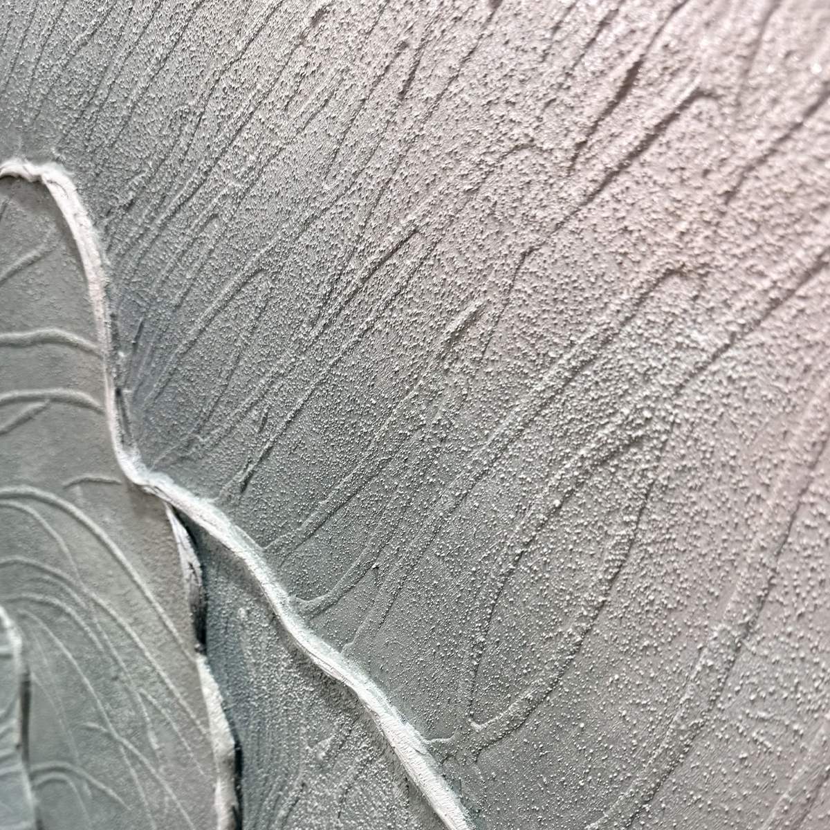 'Emerald Waves' abstract seascape detail, textured teal art by Liam O'Connell. Canvas and layered paint visible.