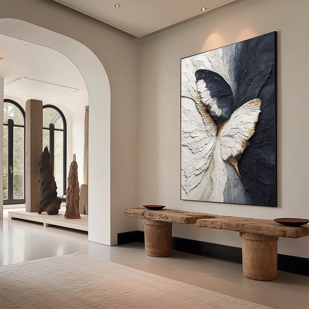 EMERGENCE: Textured Wabi Sabi Butterfly Impasto Wall Art