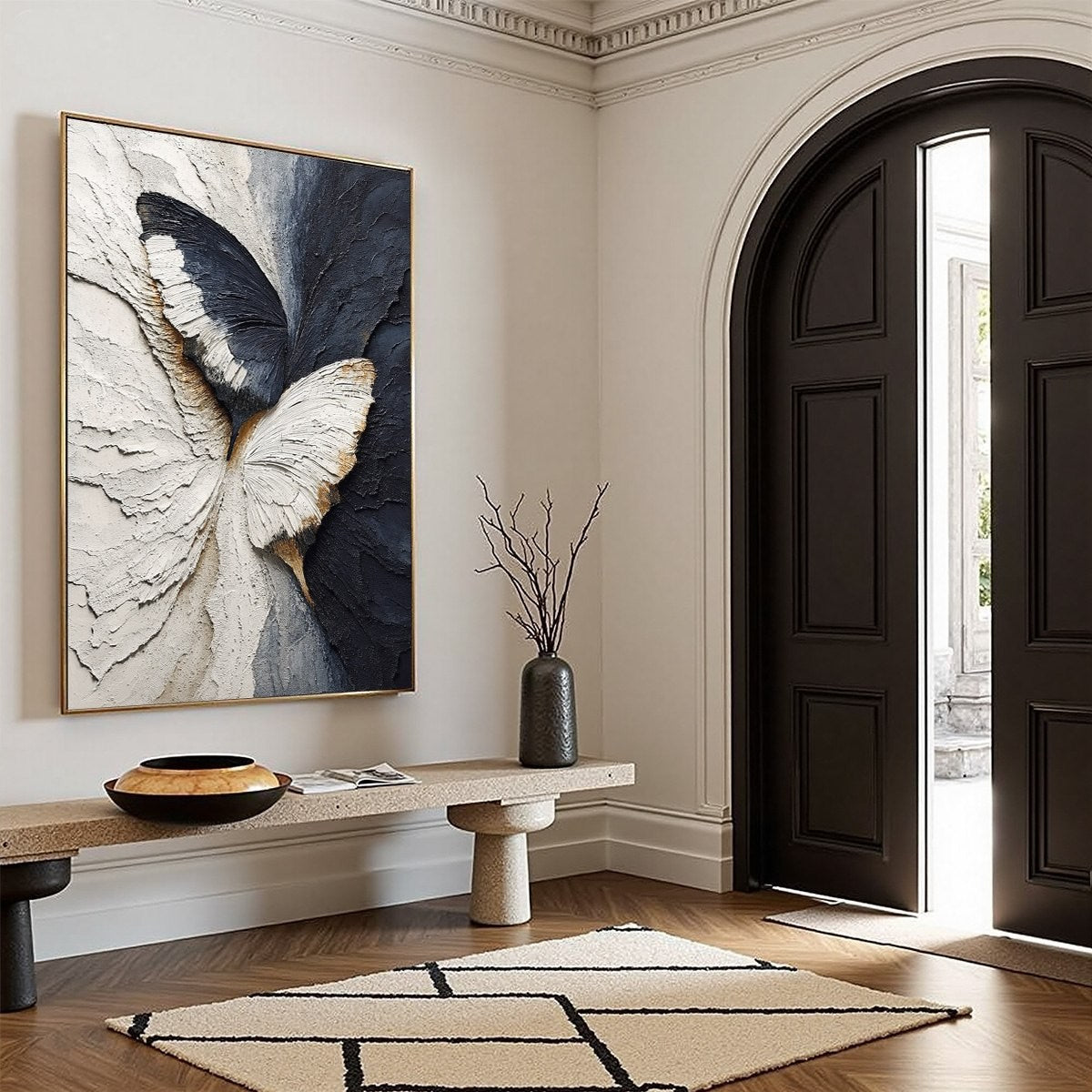 EMERGENCE: Textured Wabi Sabi Butterfly Impasto Wall Art