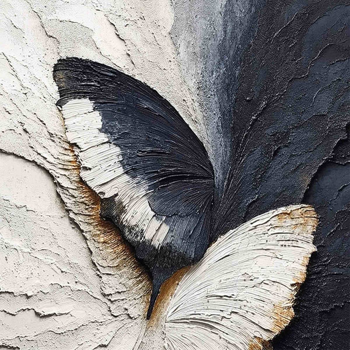 EMERGENCE: Textured Wabi Sabi Butterfly Impasto Wall Art