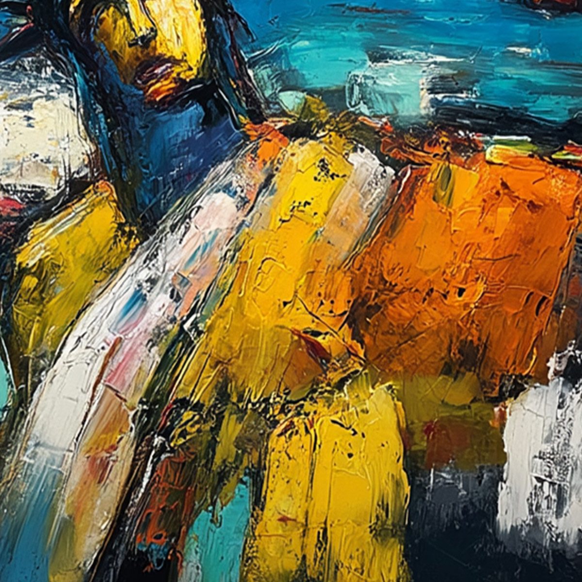 EMPIRE VIBRATIONS: Textured Abstract Statue of Liberty Cityscape Painting