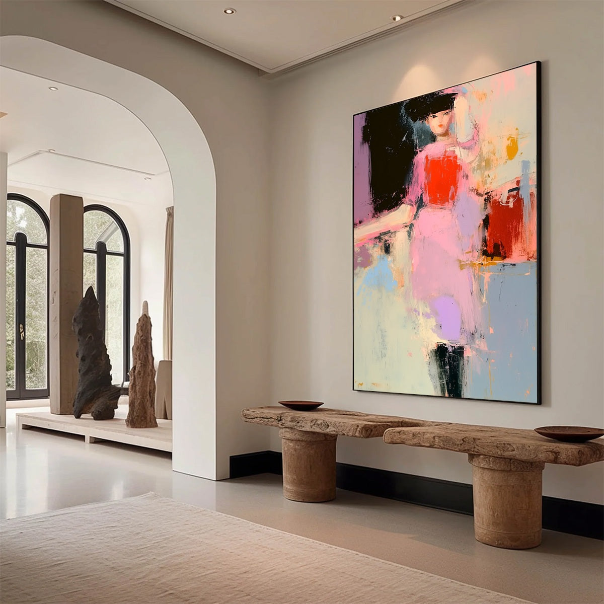 ENIGMA IN PINK: Modern Abstract Figurative Portrait Painting
