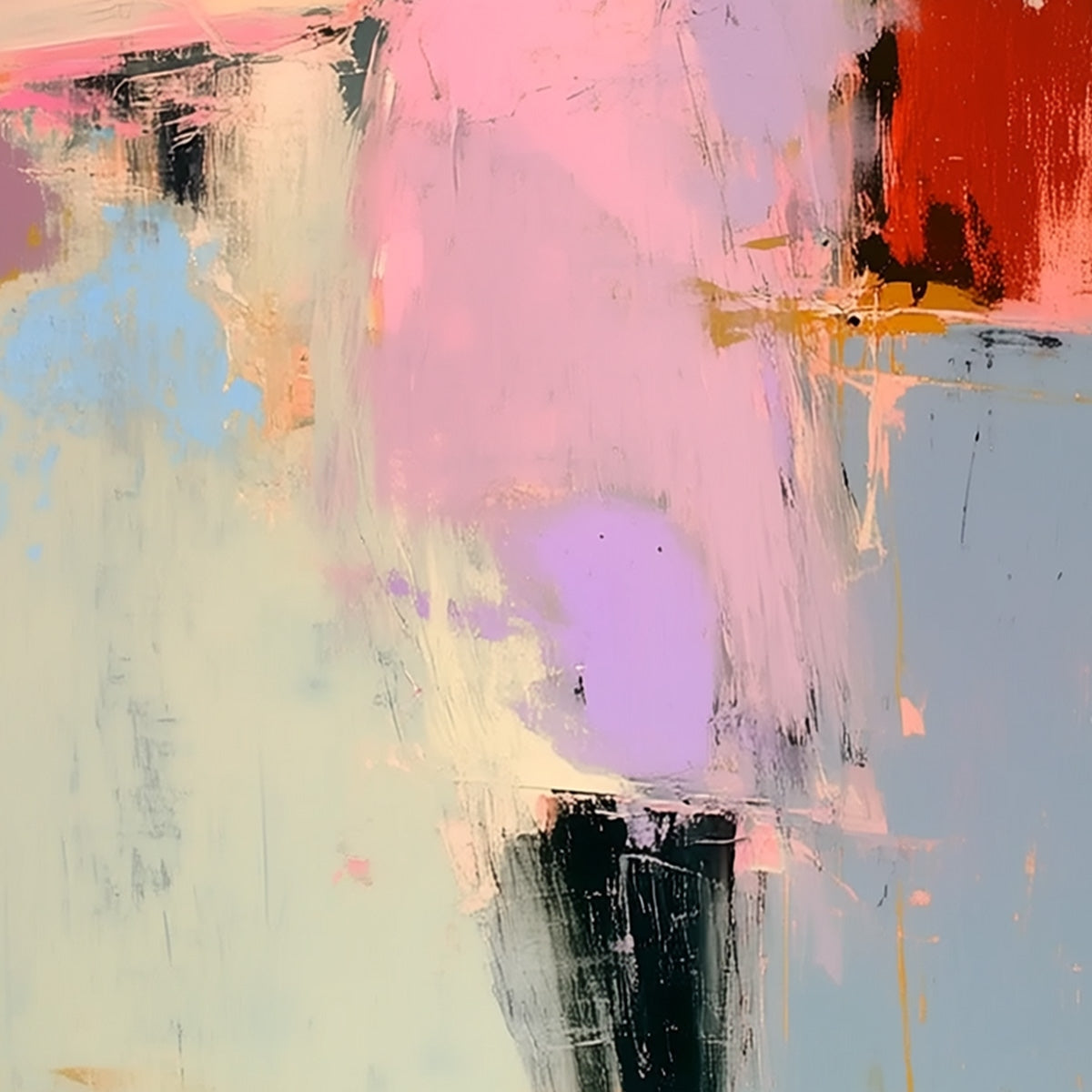 ENIGMA IN PINK: Modern Abstract Figurative Portrait Painting