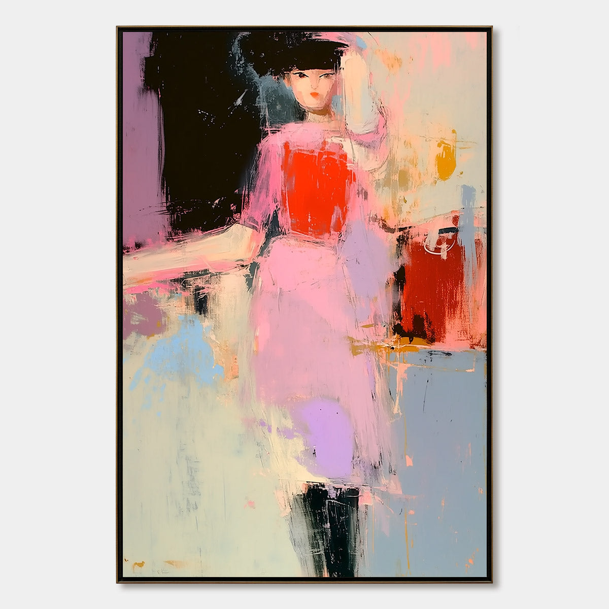 ENIGMA IN PINK: Modern Abstract Figurative Portrait Painting