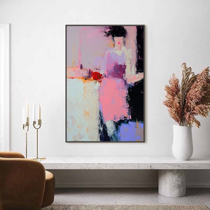 ENIGMA IN PINK: Textured Abstract Portrait Painting of a Woman