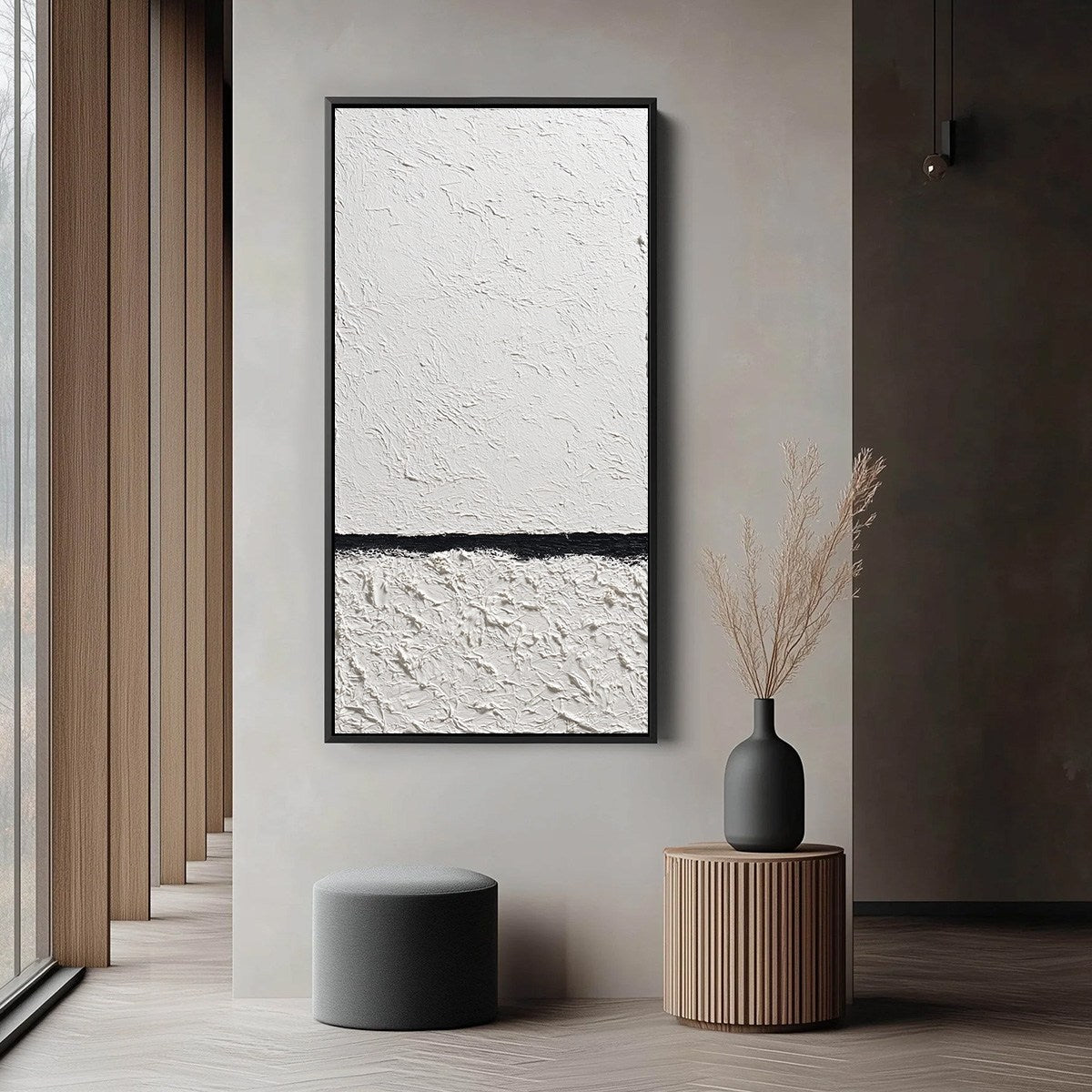 EQUILIBRIUM: Textured Black and White Minimalist Painting