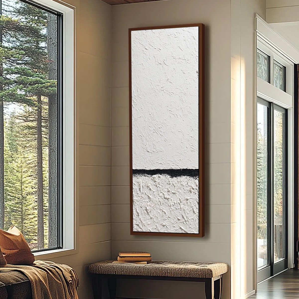 EQUILIBRIUM: Textured Black and White Minimalist Painting