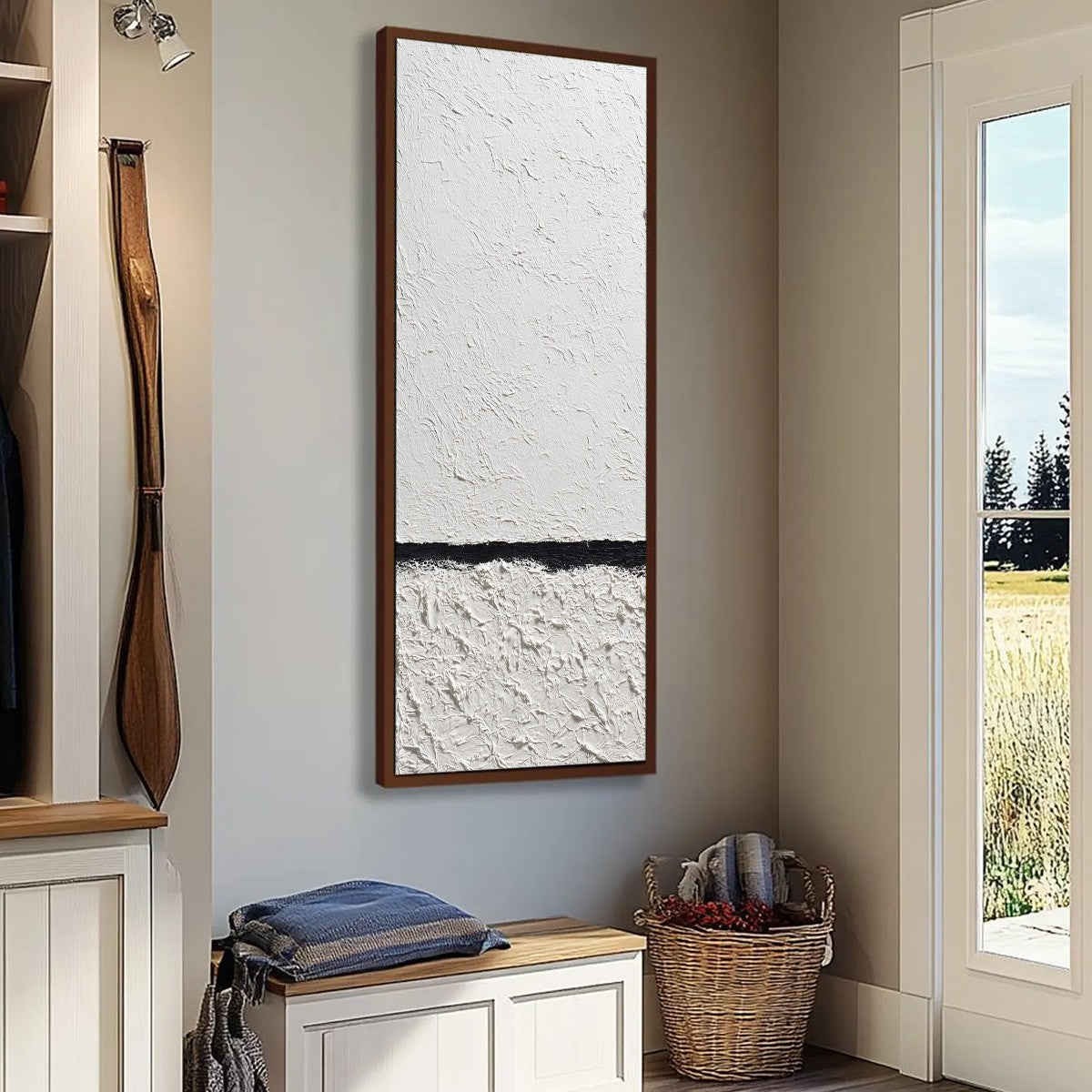 EQUILIBRIUM: Textured Black and White Minimalist Painting