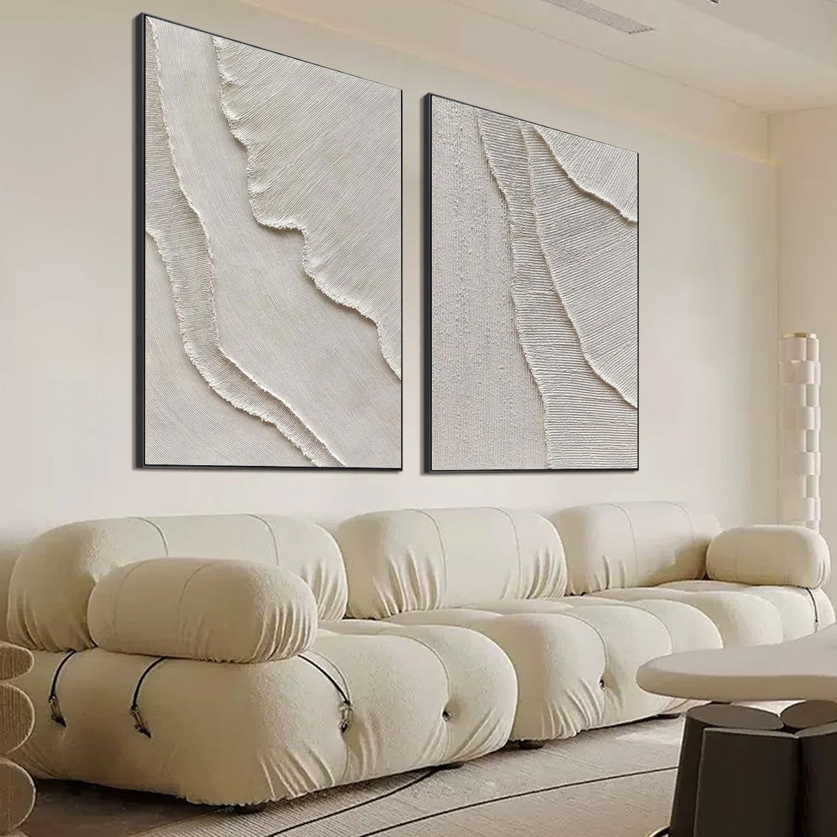 ETCHED IN STONE: Textured Minimalist Abstract Diptych