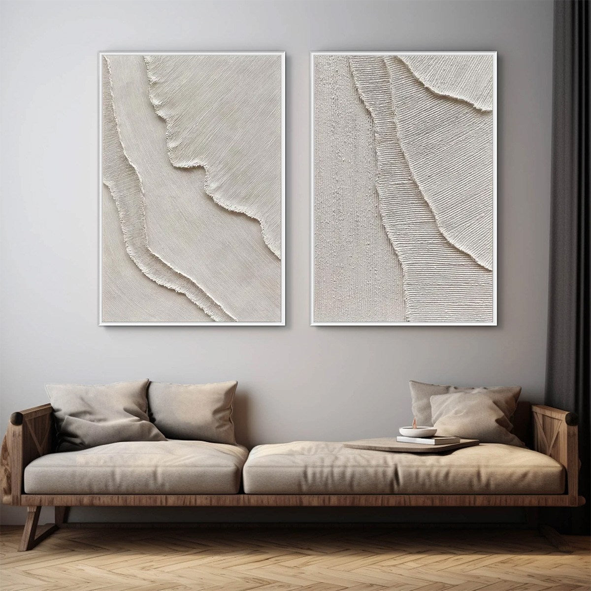 ETCHED IN STONE: Textured Minimalist Abstract Diptych