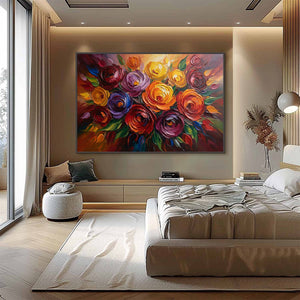 ETERNAL BLOOM: Colorful Textured Impasto Floral Oil Painting