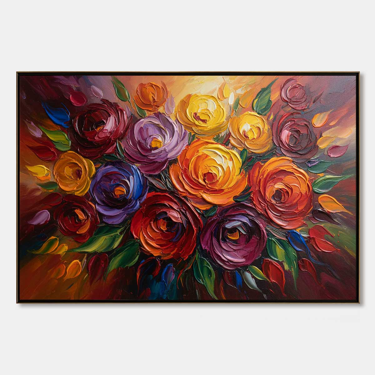 ETERNAL BLOOM: Colorful Textured Impasto Floral Oil Painting