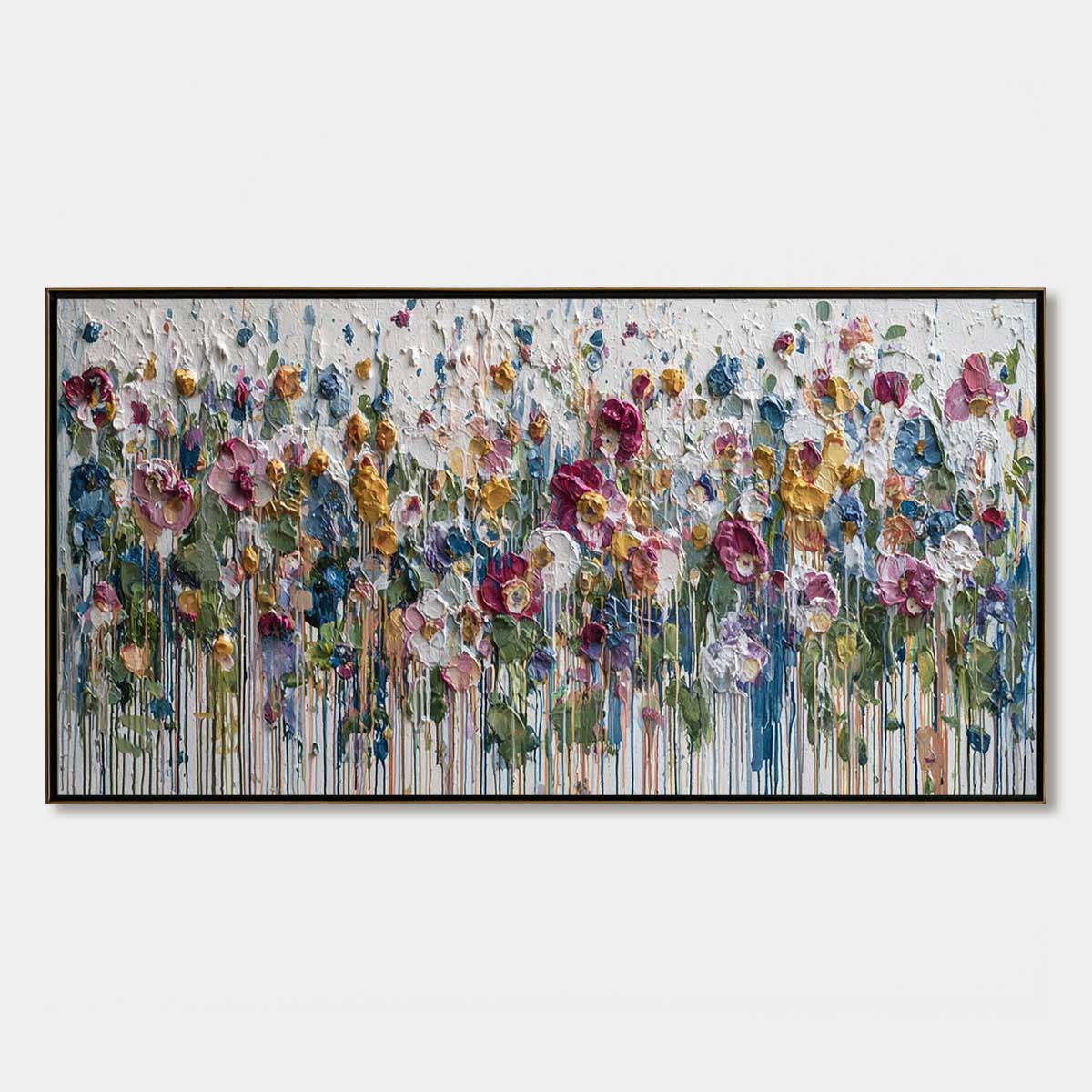 ETERNAL BLOOM: Colorful Textured Impasto Flower Field Painting