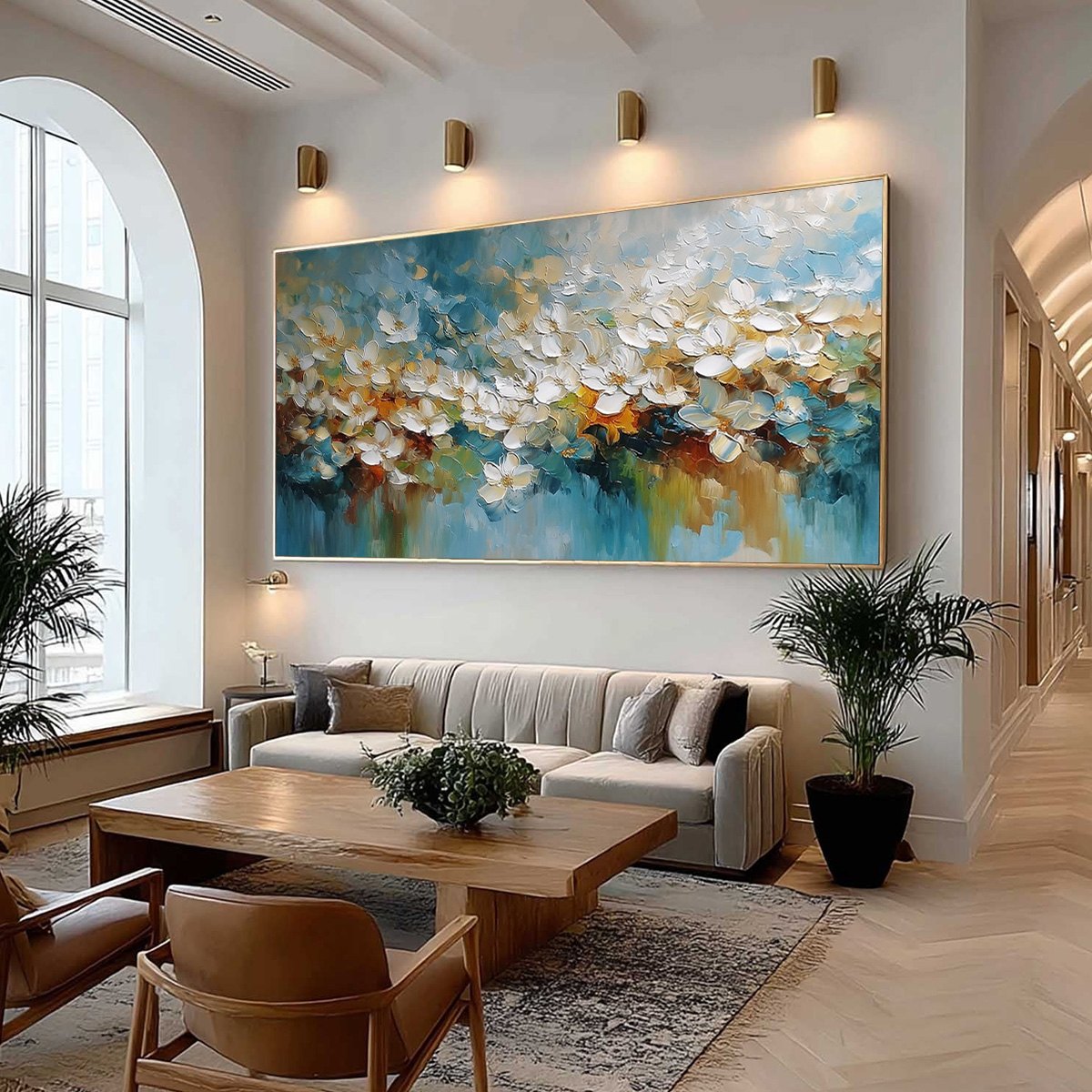 ETERNAL BLOOM: Textured Abstract White Floral Impasto Painting