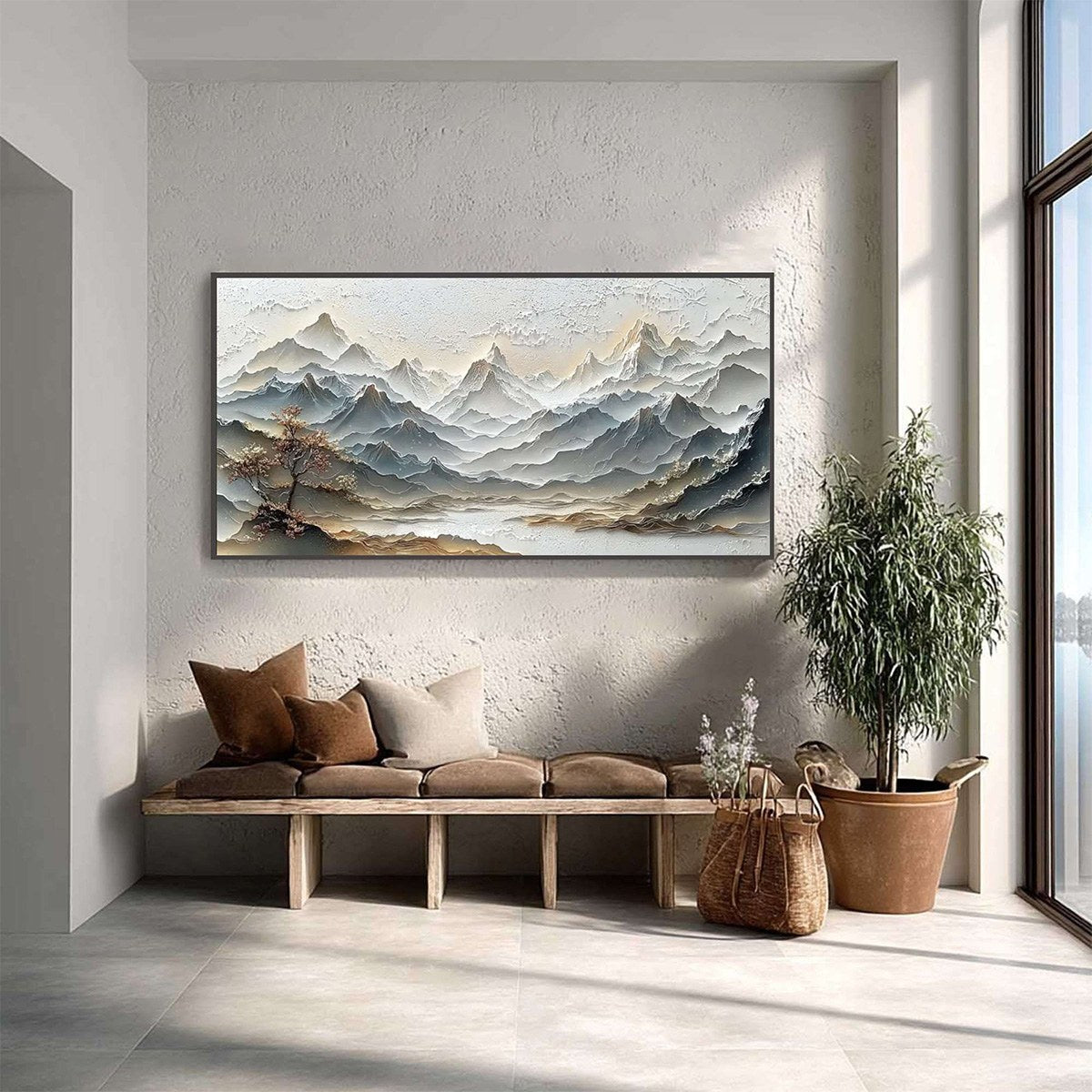 Eternal Horizons | Textured Mountain Landscape Abstract Oil Painting