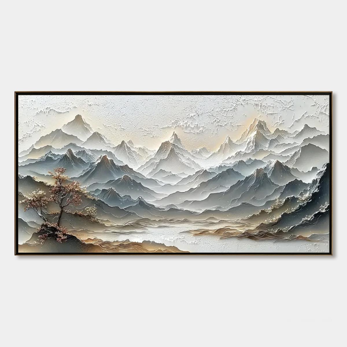 ETERNAL HORIZONS: Textured Wabi Sabi Mountain Landscape Painting