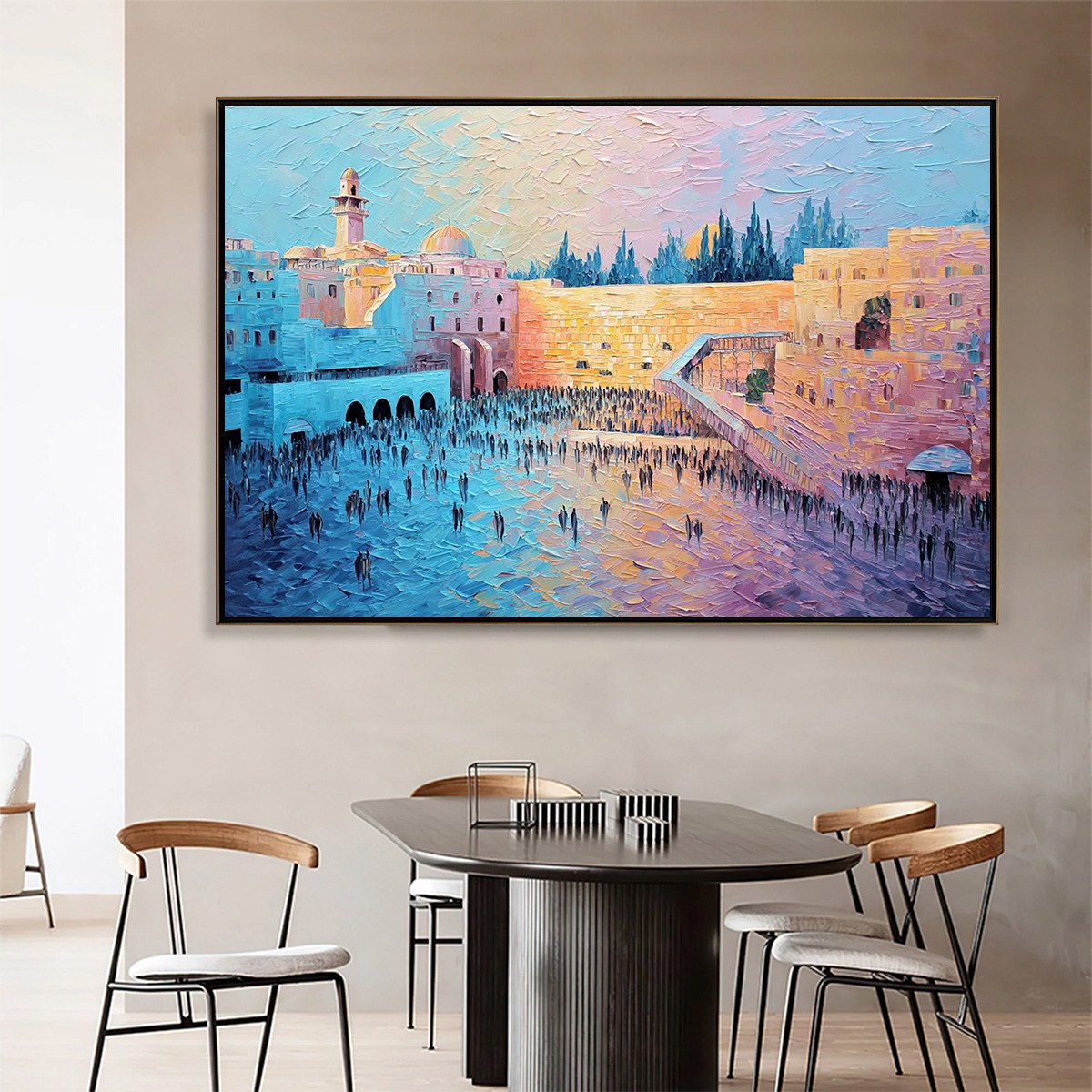 Eternal Prayer: Textured Jerusalem Western Wall Oil Painting
