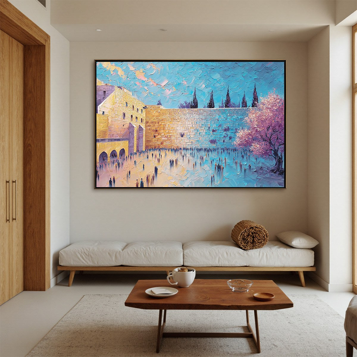 ETERNAL PRAYER: Textured Impasto Painting of Jerusalem's Western Wall