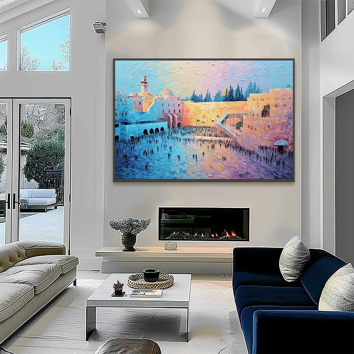 Eternal Prayer: Textured Jerusalem Western Wall Oil Painting