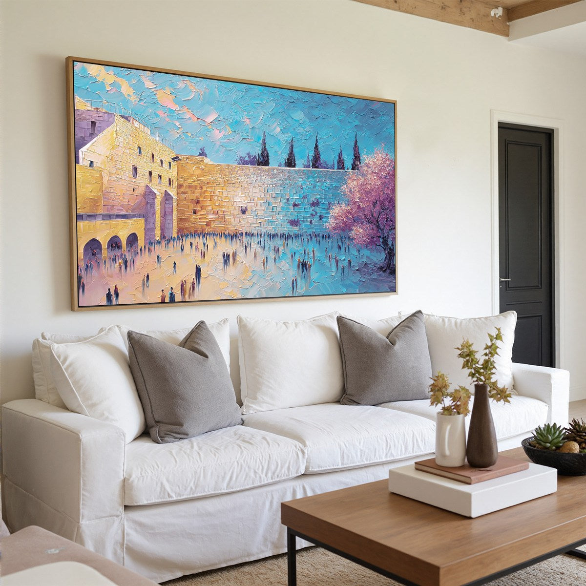 ETERNAL PRAYER: Textured Impasto Painting of Jerusalem's Western Wall