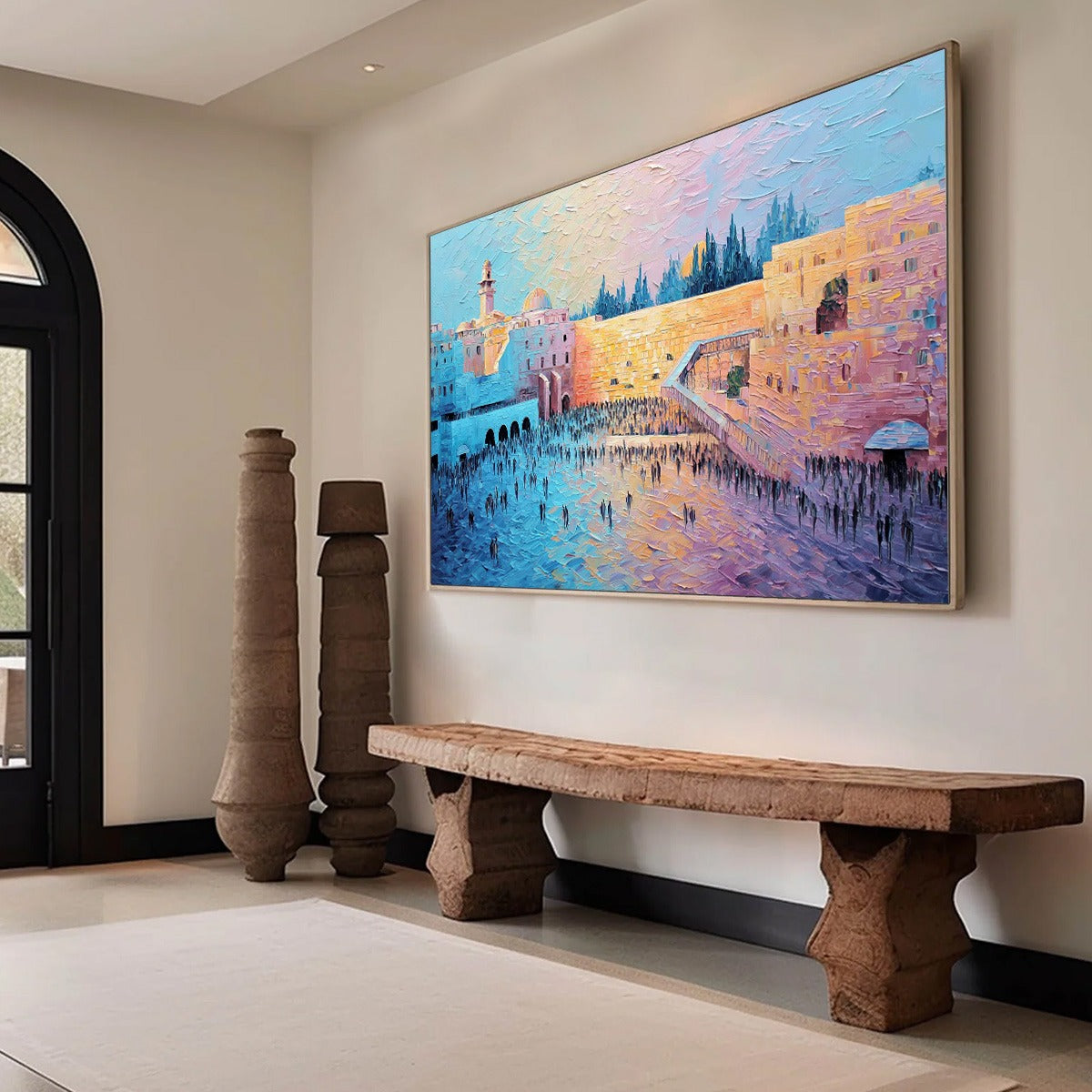 ETERNAL PRAYER: Textured Impasto Painting of Jerusalem's Western Wall