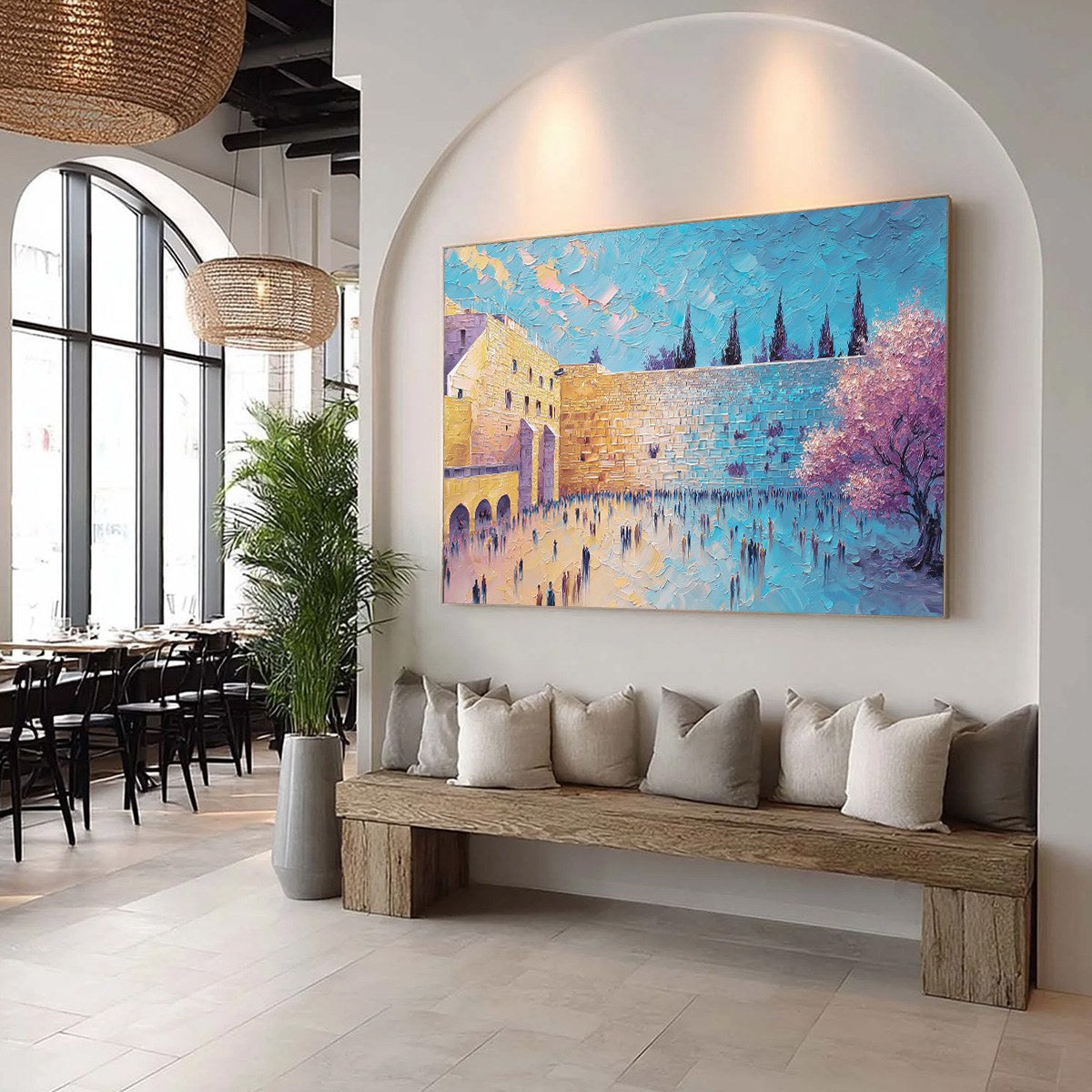 ETERNAL PRAYER: Textured Impasto Painting of Jerusalem's Western Wall