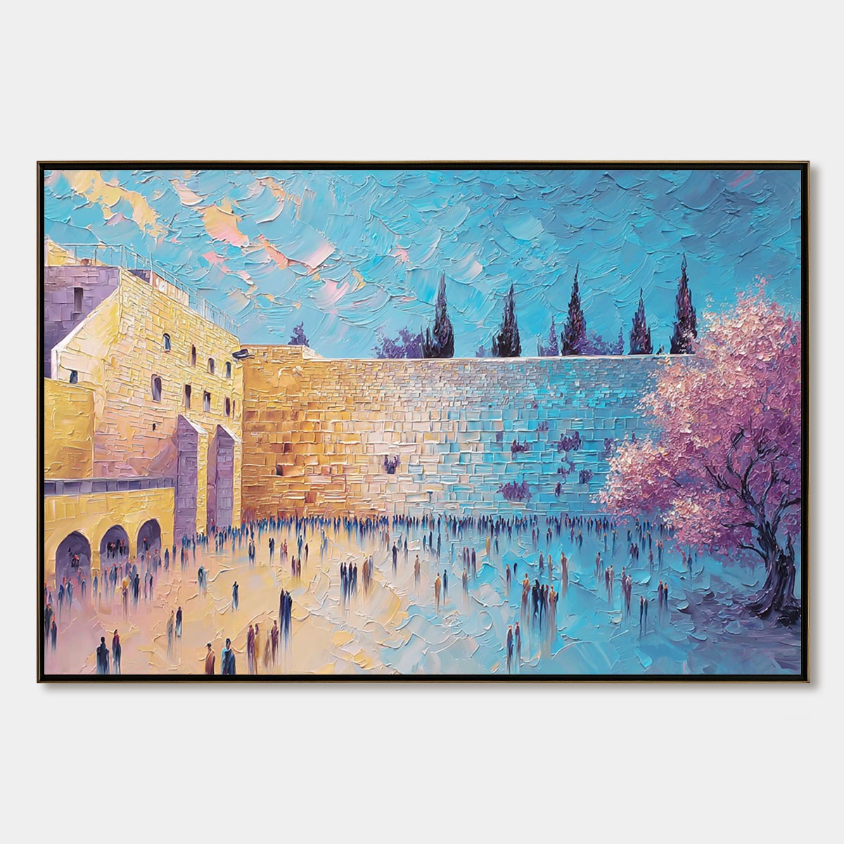 ETERNAL PRAYER: Textured Impasto Painting of Jerusalem's Western Wall