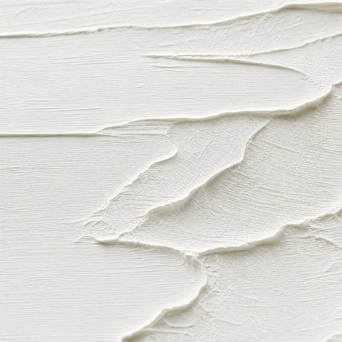 Minimalist white textured seascape acrylic painting with layered impasto waves