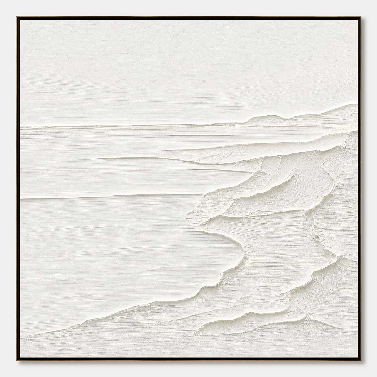 ETERNAL SHORE: Minimalist White Textured Seascape Painting