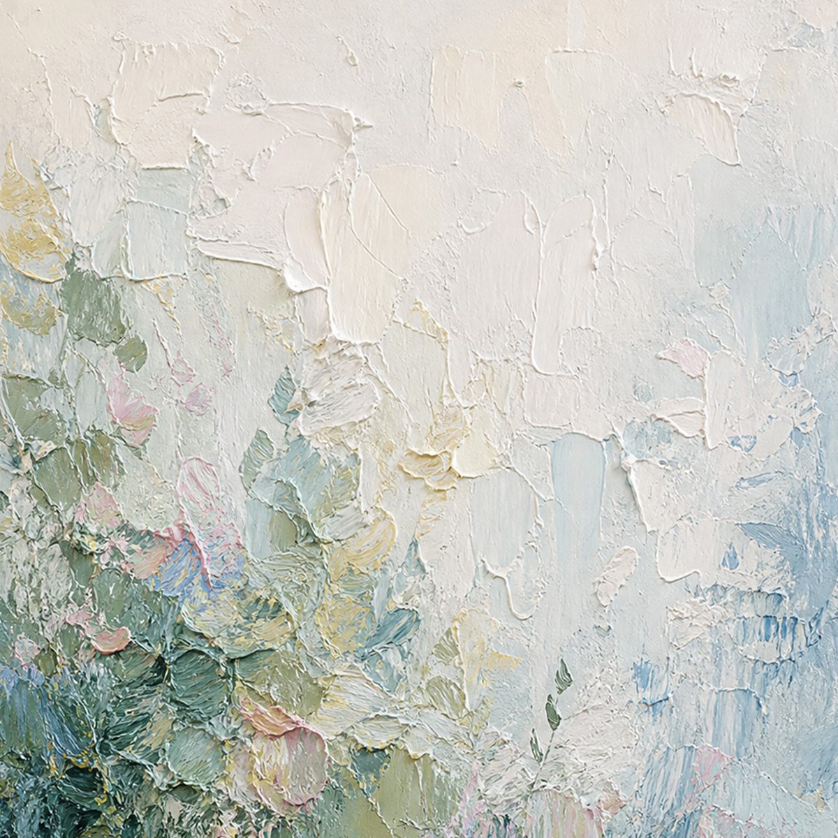 ETERNAL SPRING: Heavily Textured Abstract Floral Garden Painting