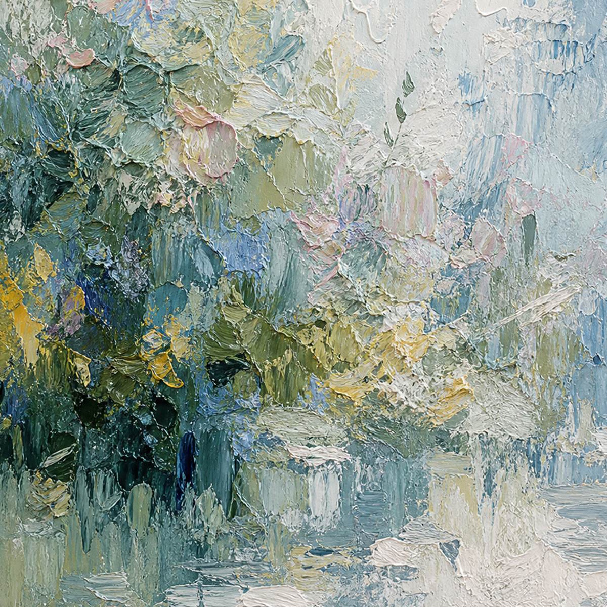 ETERNAL SPRING: Heavily Textured Abstract Floral Garden Painting