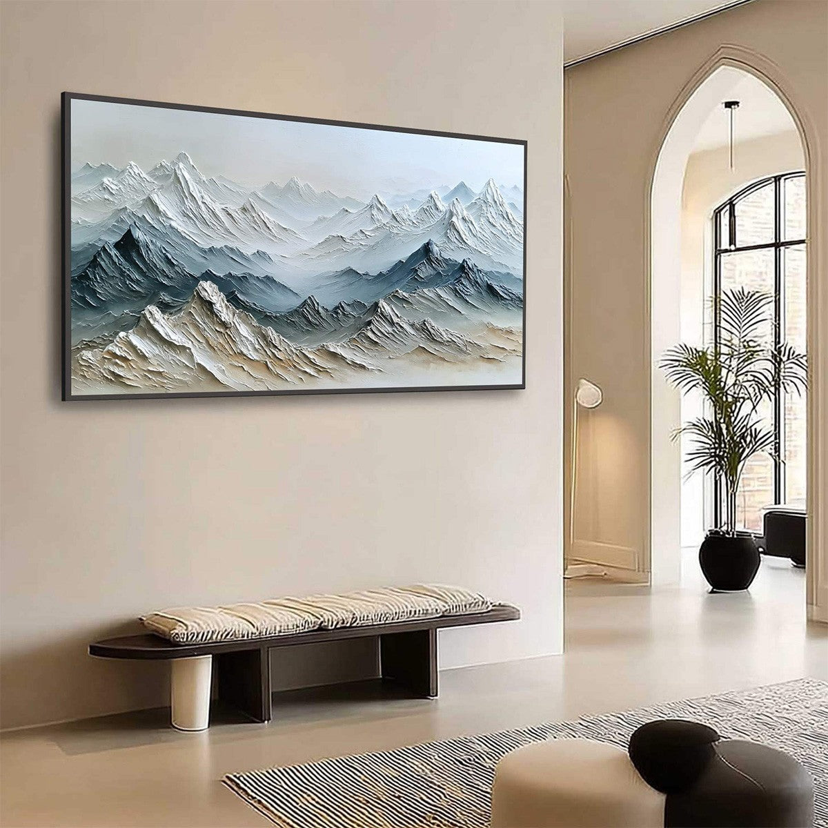 ETERNAL SUMMITS: Textured Wabi Sabi Mountain Landscape Painting
