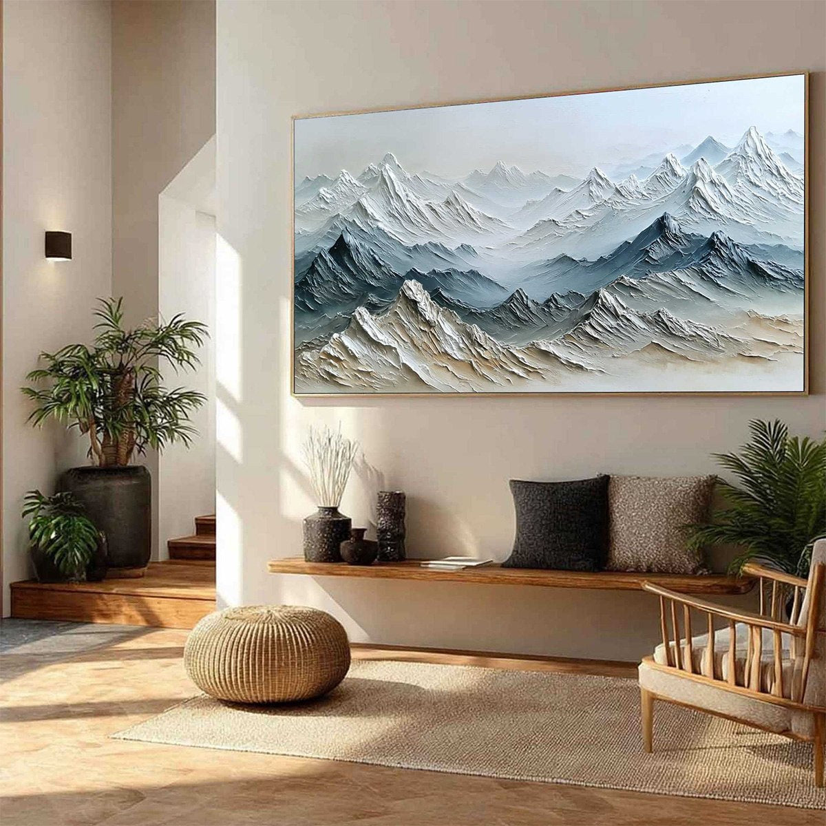 ETERNAL SUMMITS: Textured Wabi Sabi Mountain Landscape Painting