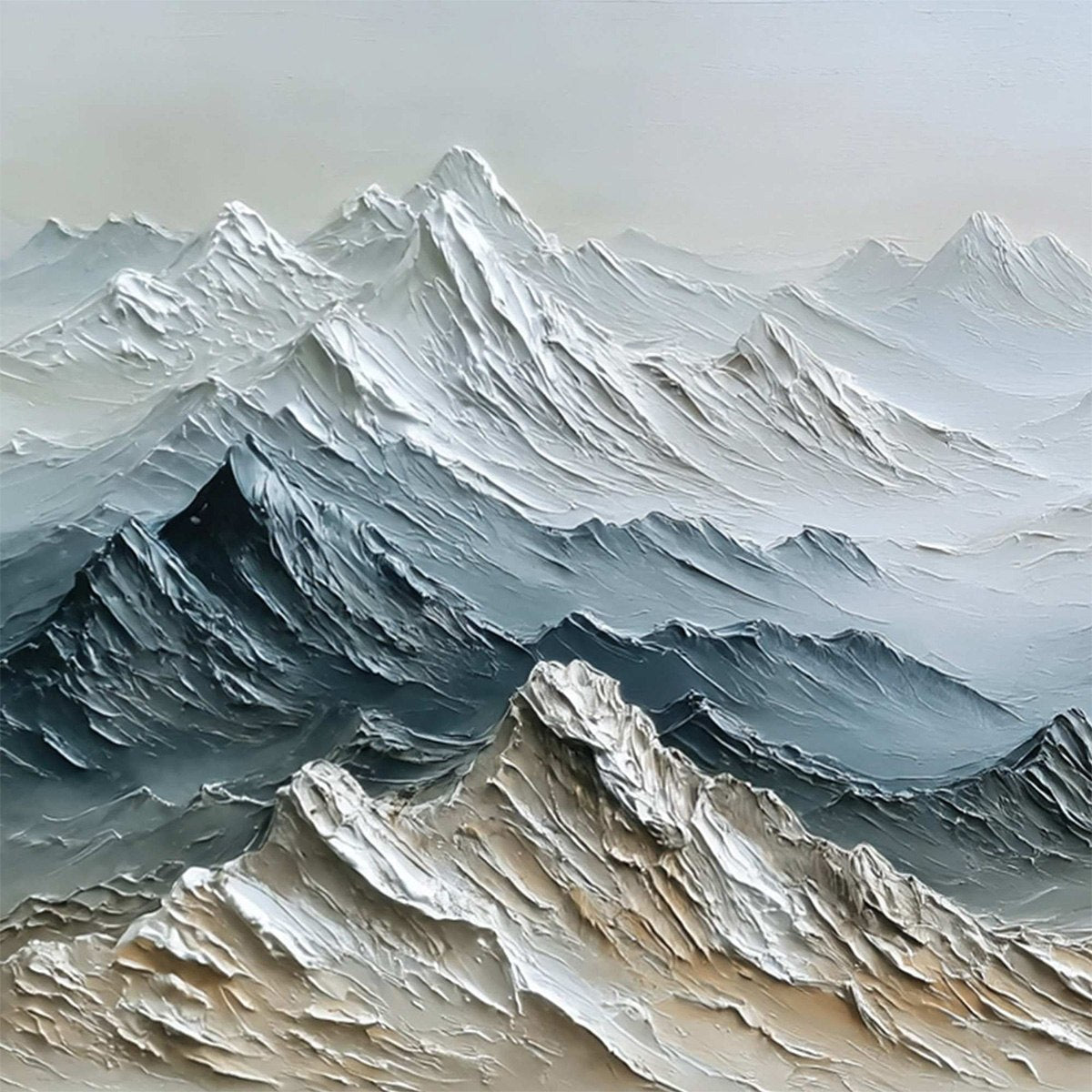 Eternal Summits Textured Mountain Landscape Oil Painting – MontCarta